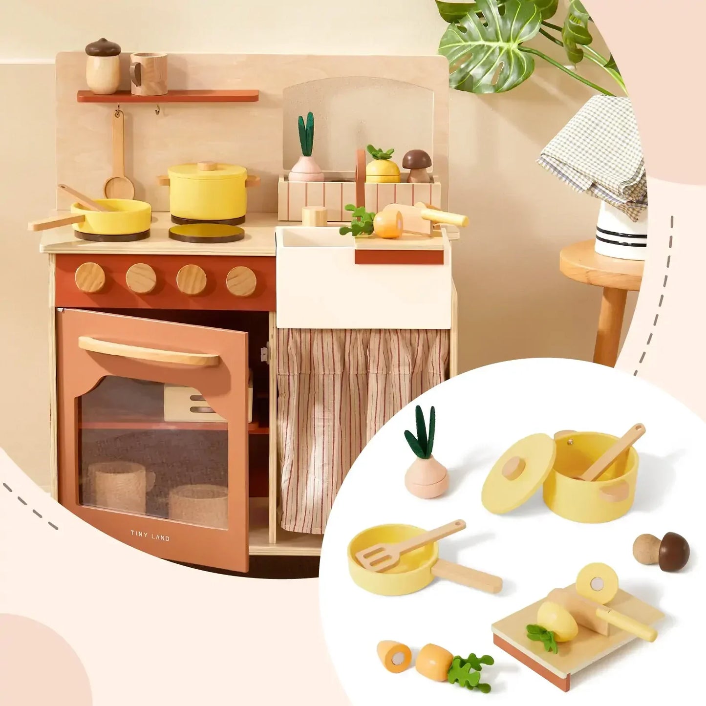 Tiny Land® Modern & Versatile Wooden Kids Play Kitchen