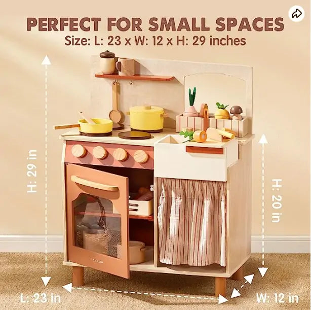 Tiny Land® Modern & Versatile Wooden Kids Play Kitchen