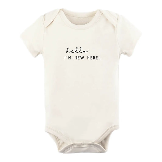 Tenth & Pine NEW Hello Im New Here Organic Cotton Bodysuit | Short Sleeve